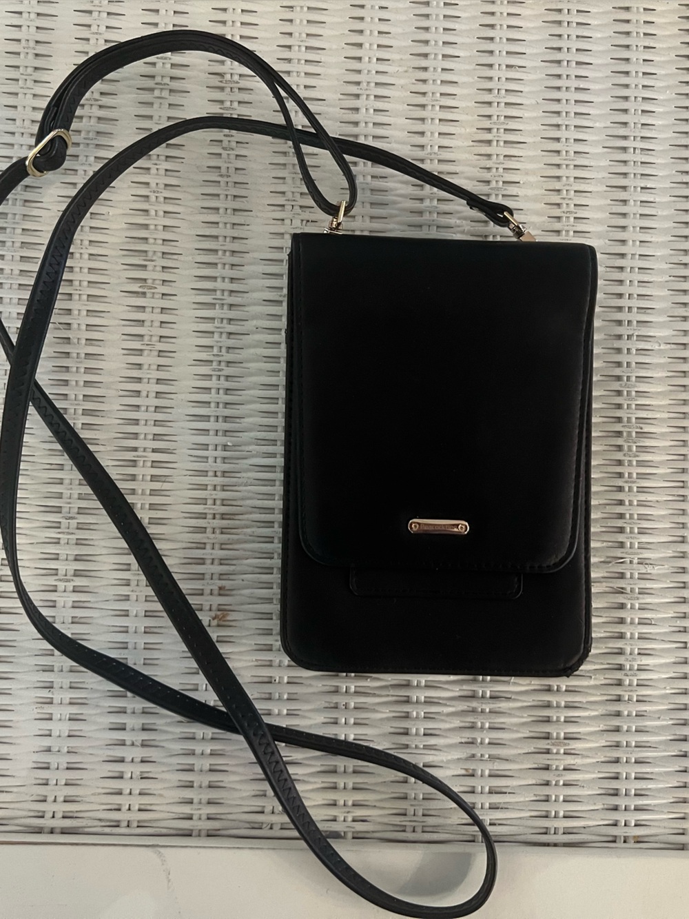 Peacocktion Small Black Leather Crossbody Bag
